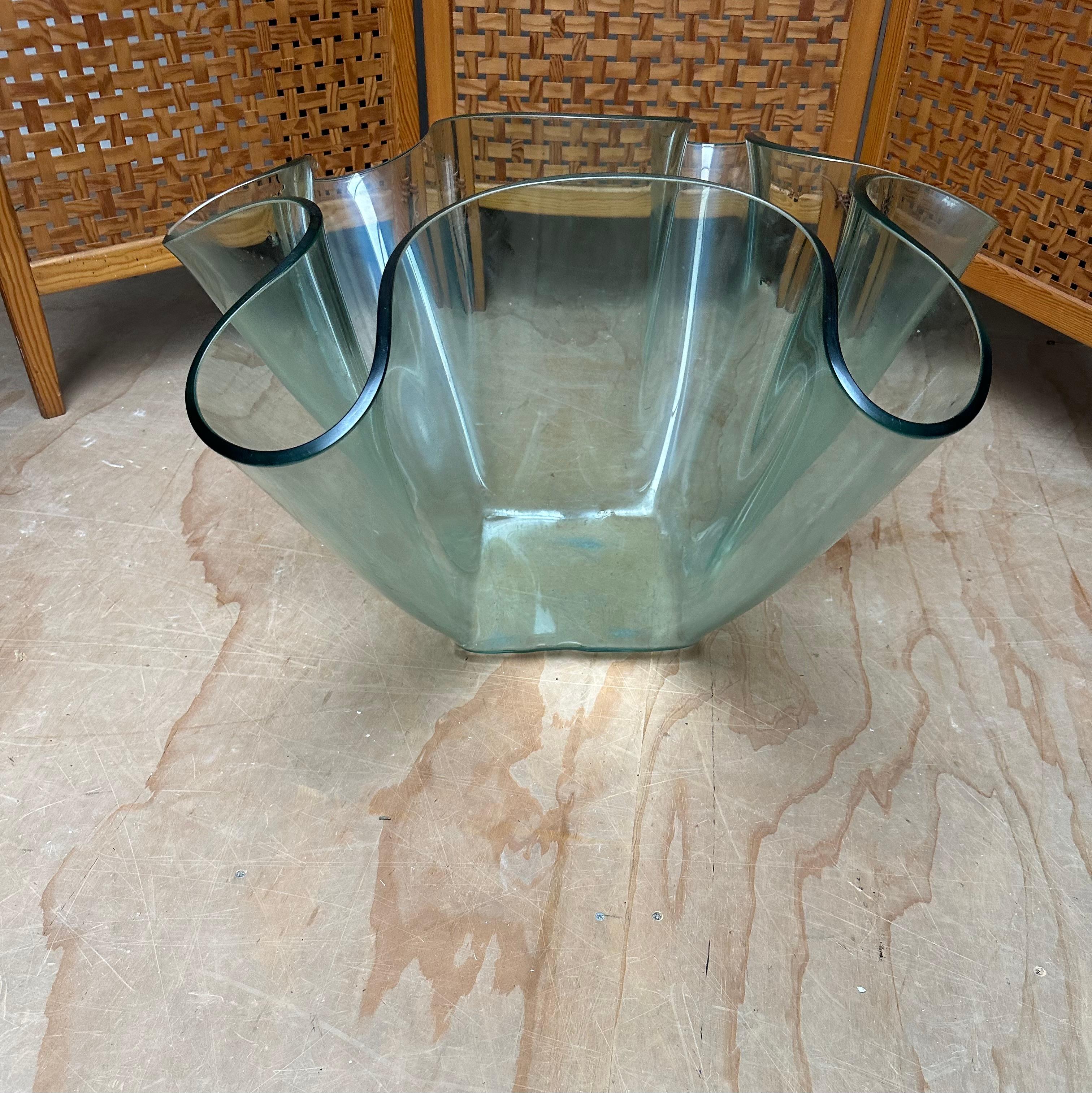 Great condition and all handcrafted thick glass planter or jardiniere, made in Italy.

If you are looking for a truly exclusive and very stylish, extra large vase then this avantgardistic Italian work of beauty from the 1980s could be flying your