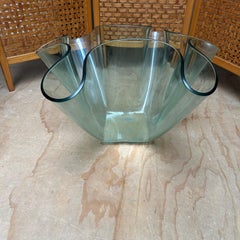 Exceptional Strong & Thick Curved Design Murano, Glass Art Floor Jardiniere Vase