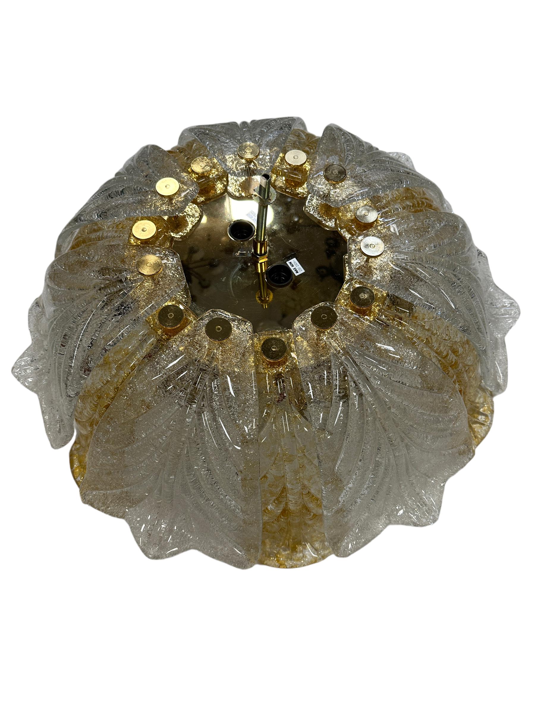 Exceptional Stunning Murano Glass Flush Mount Chandelier, Mid-Century Modern For Sale 8