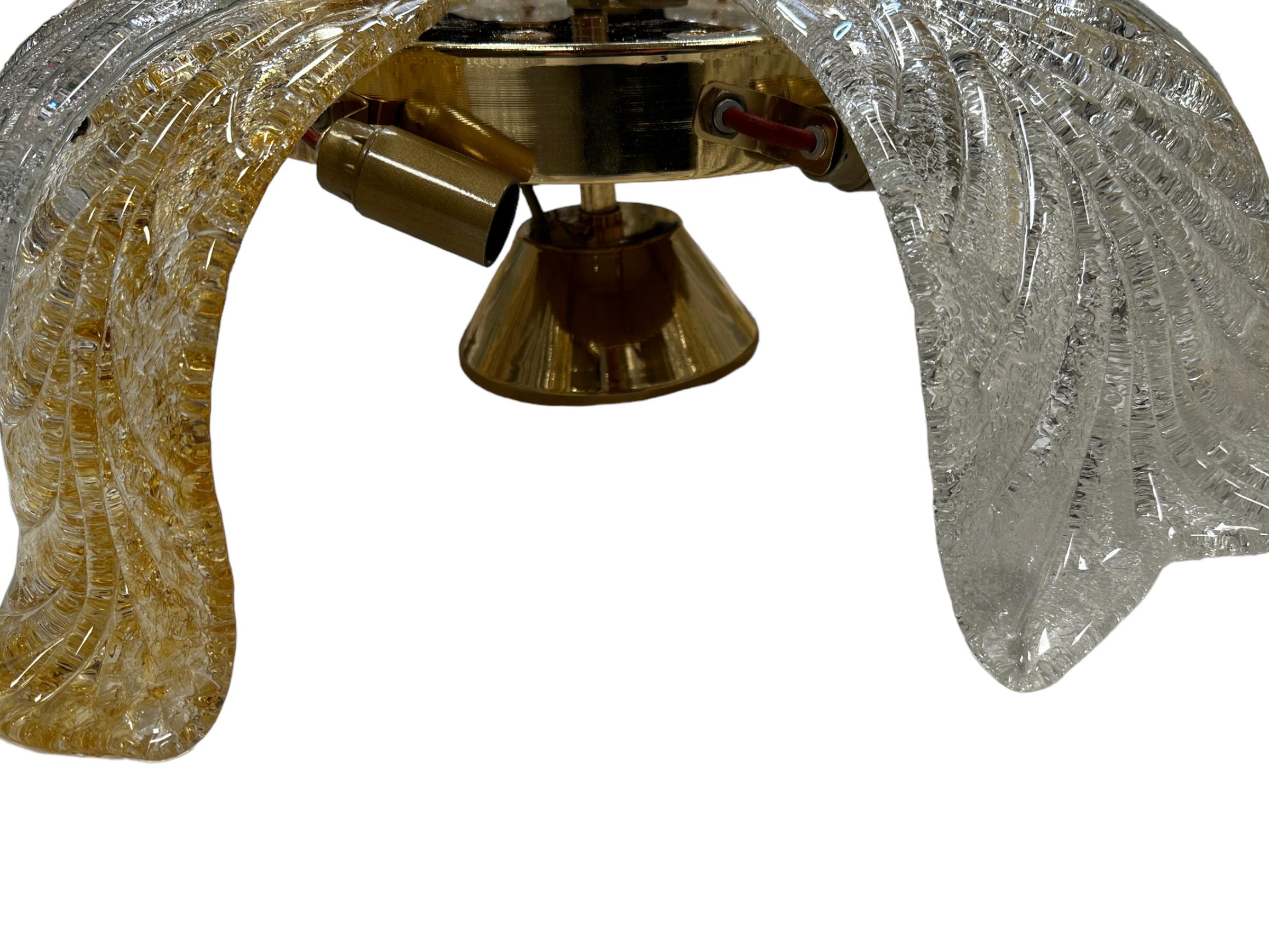 Exceptional Stunning Murano Glass Flush Mount Chandelier, Mid-Century Modern For Sale 10