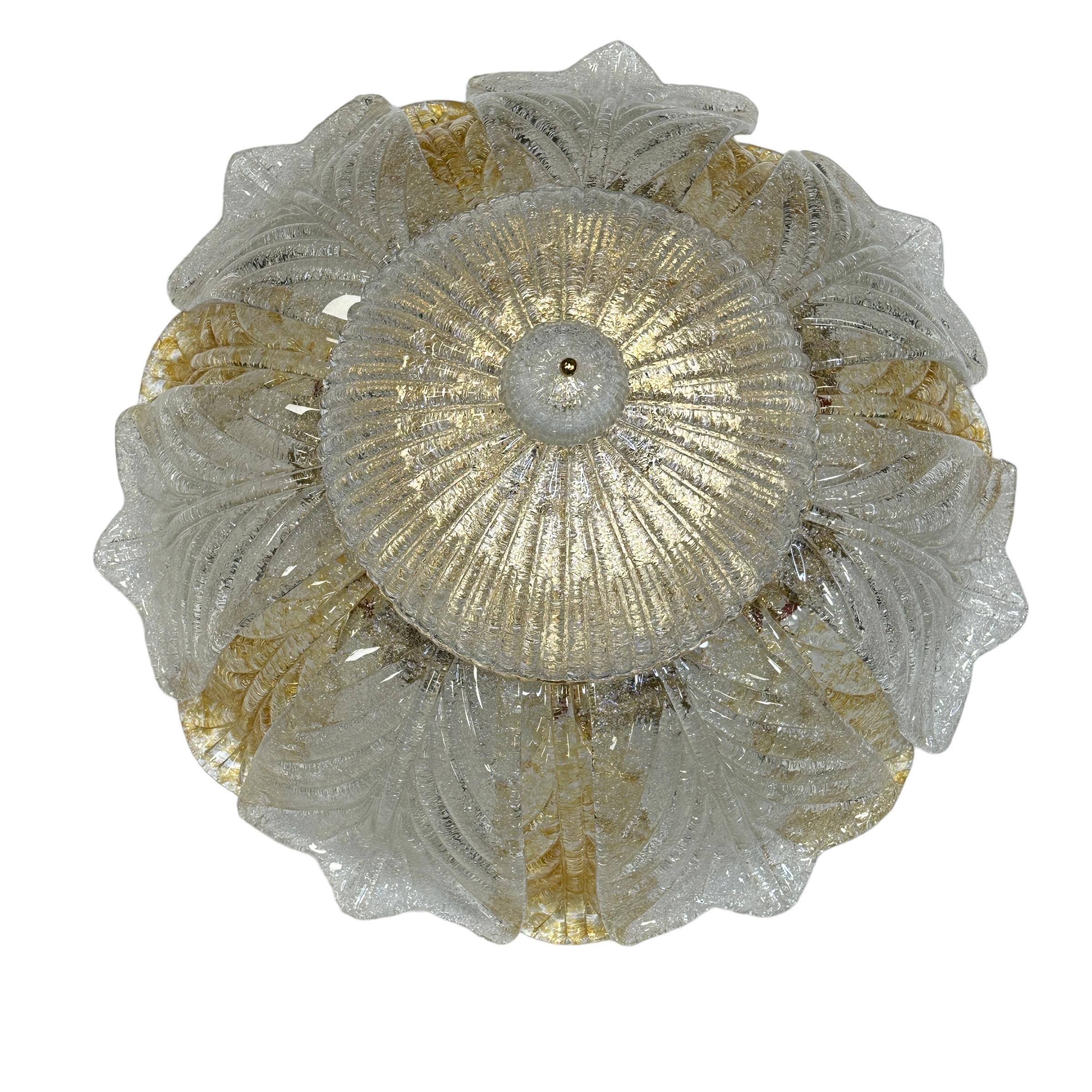 Exceptional Stunning Murano Glass Flush Mount Chandelier, Mid-Century Modern In Good Condition For Sale In Nuernberg, DE