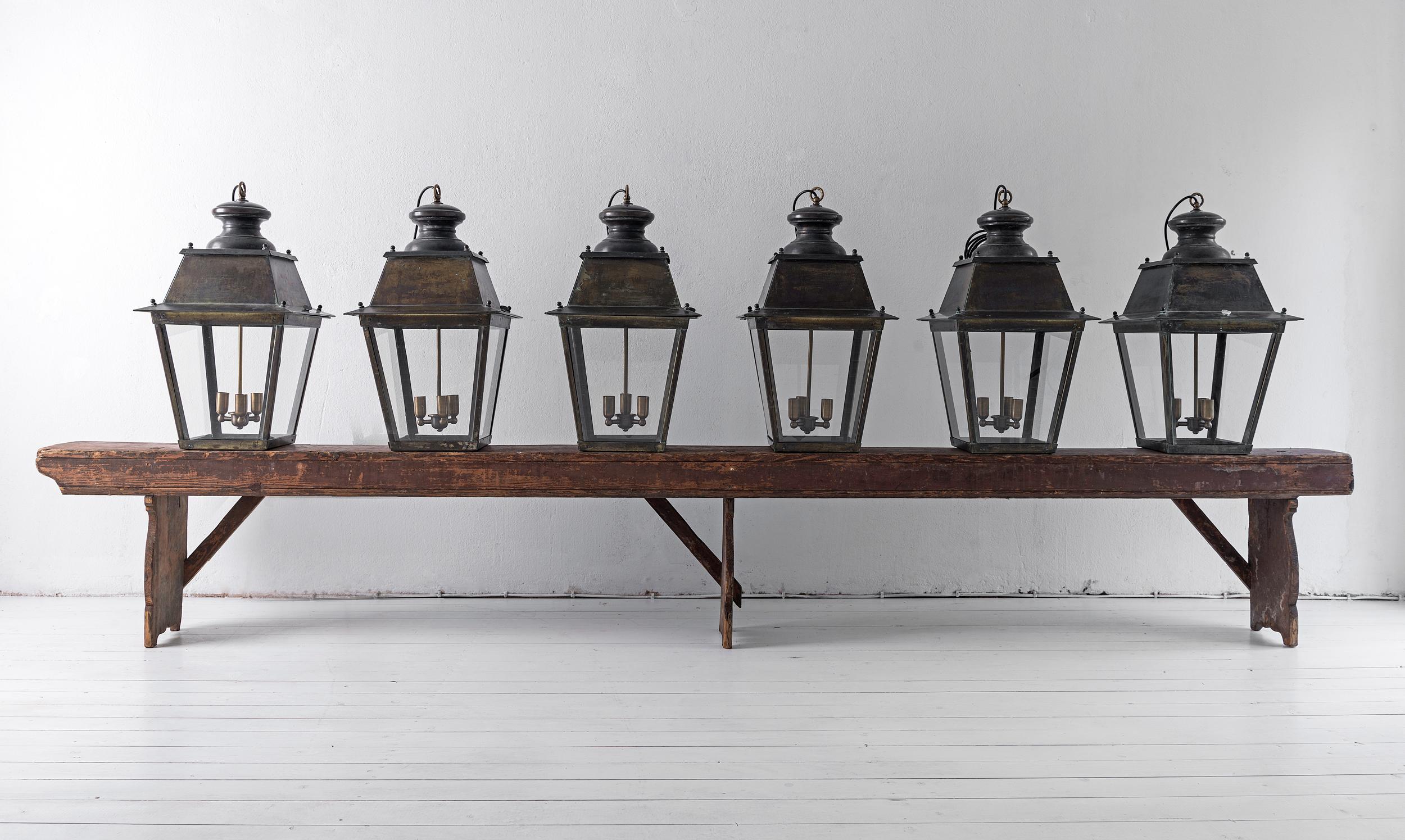 Napoleon III Exceptional Suite of 6 French Antique Restored Large Lanterns