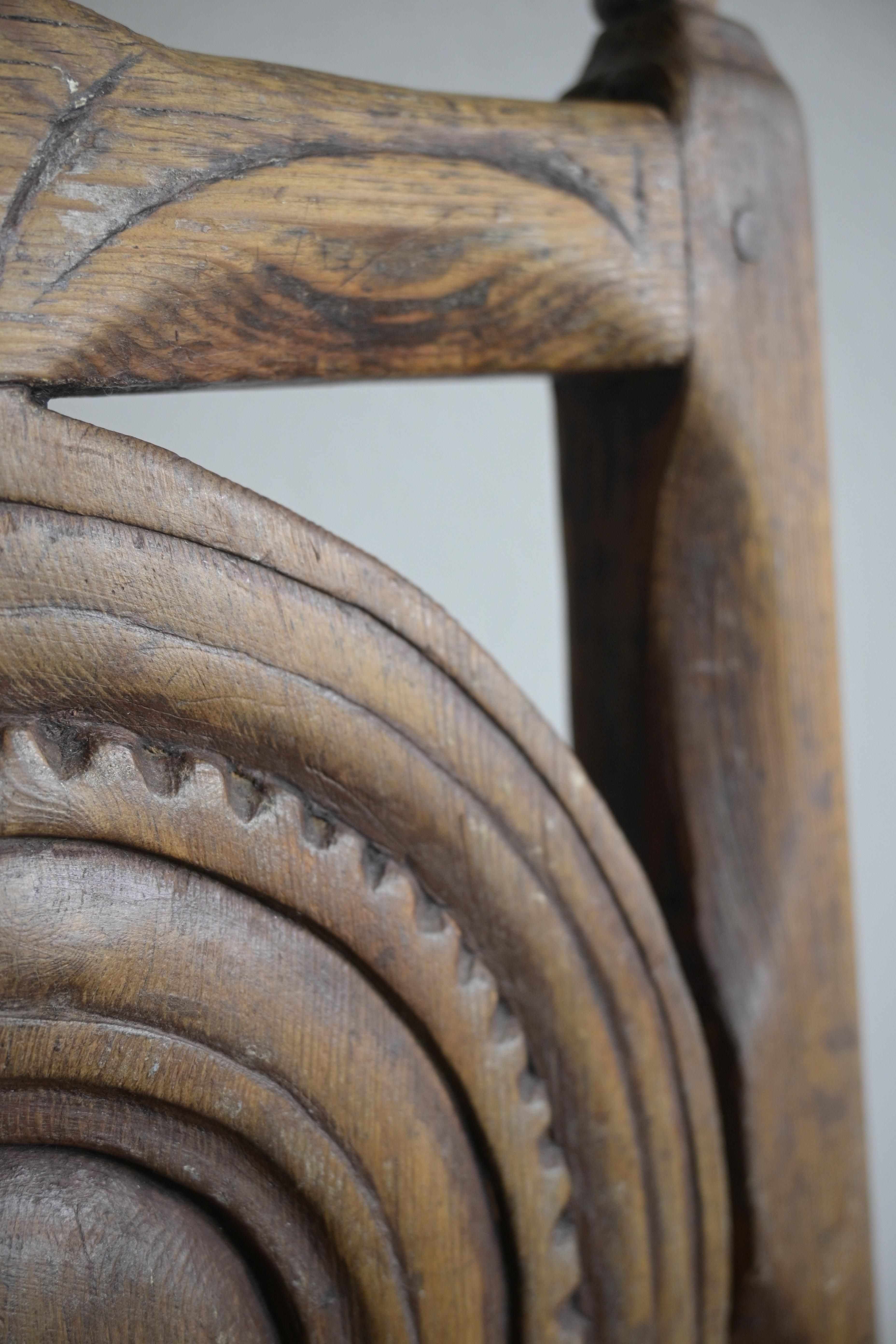 Exceptional Swedish Folk Art Chair, ca1790

This chair is just love - like a sun with its intricate carvings and patina.

It’s also a bit of a head-scratcher. Where is it from? Which part of Sweden?
Similar chairs can be found in the south of
