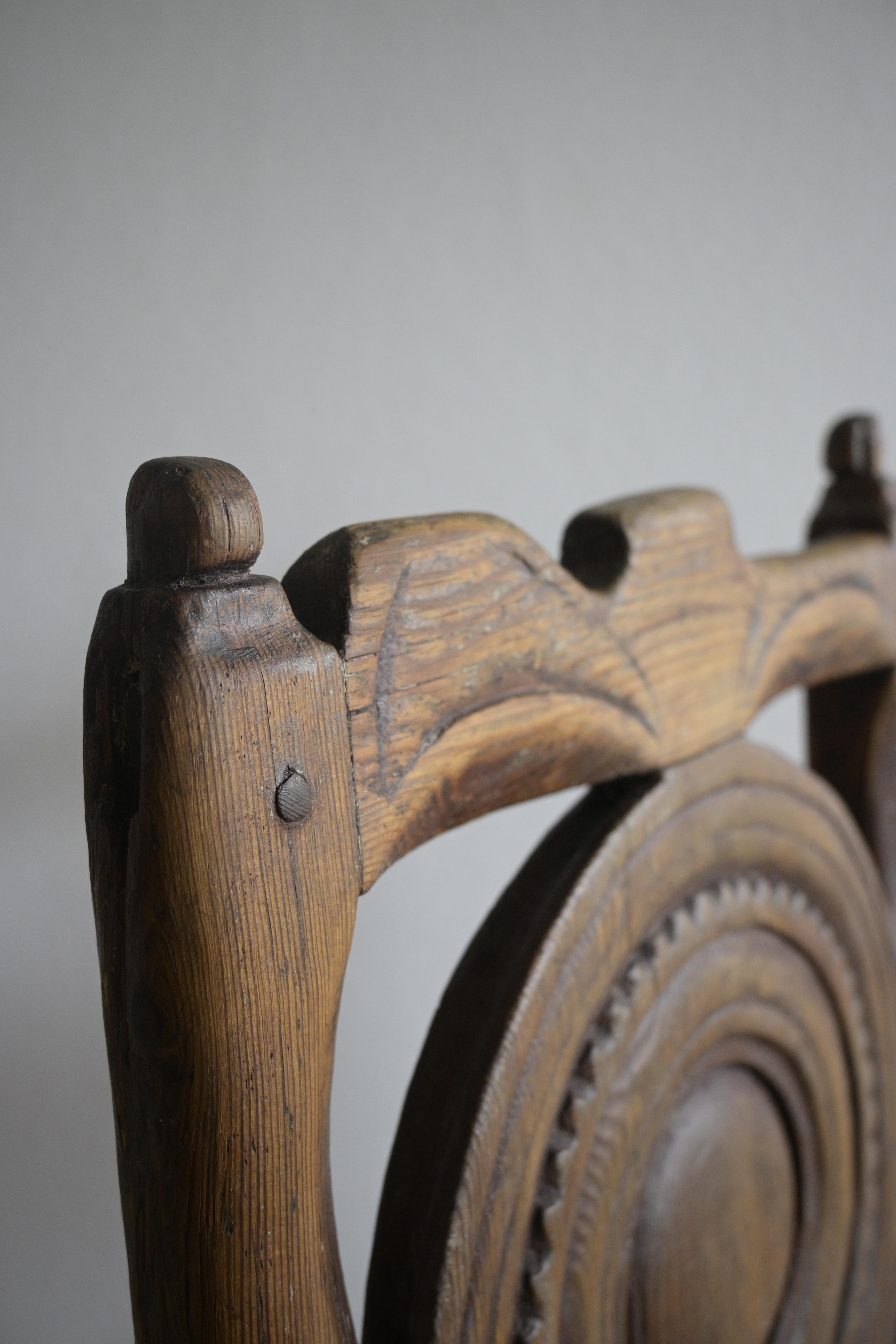 Hand-Carved Exceptional Swedish Folk Art Chair ca 1790 For Sale