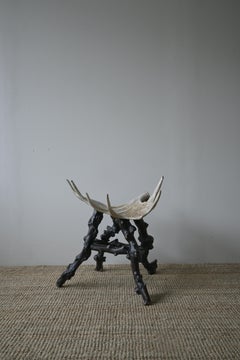Exceptional Swedish Moose Hunter Trophy Stool, ca 1940