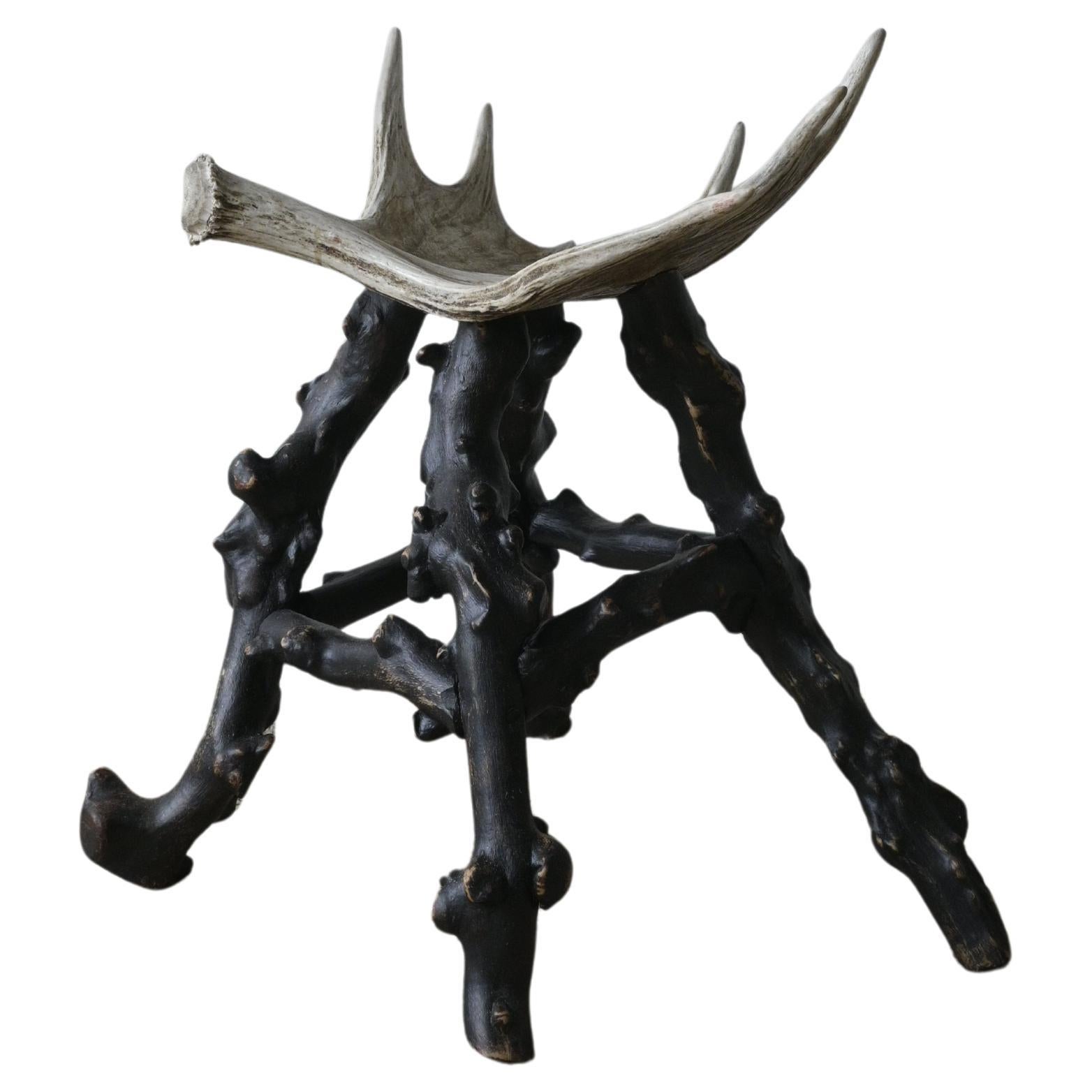 Exceptional Swedish Moose Hunter Trophy Stool, ca 1940 For Sale