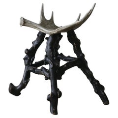 Exceptional Swedish Moose Hunter Trophy Stool, ca 1940