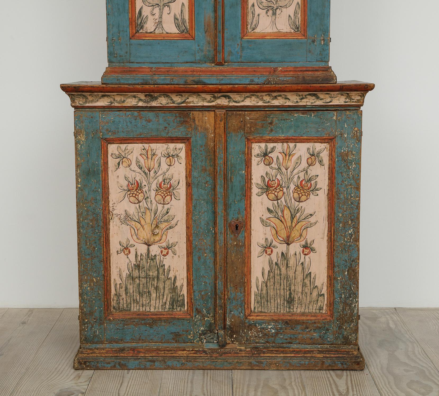 Rare Swedish 'Skånkskåp' Allmoge Cabinet, Dalarna, Sweden, Circa 1800 6