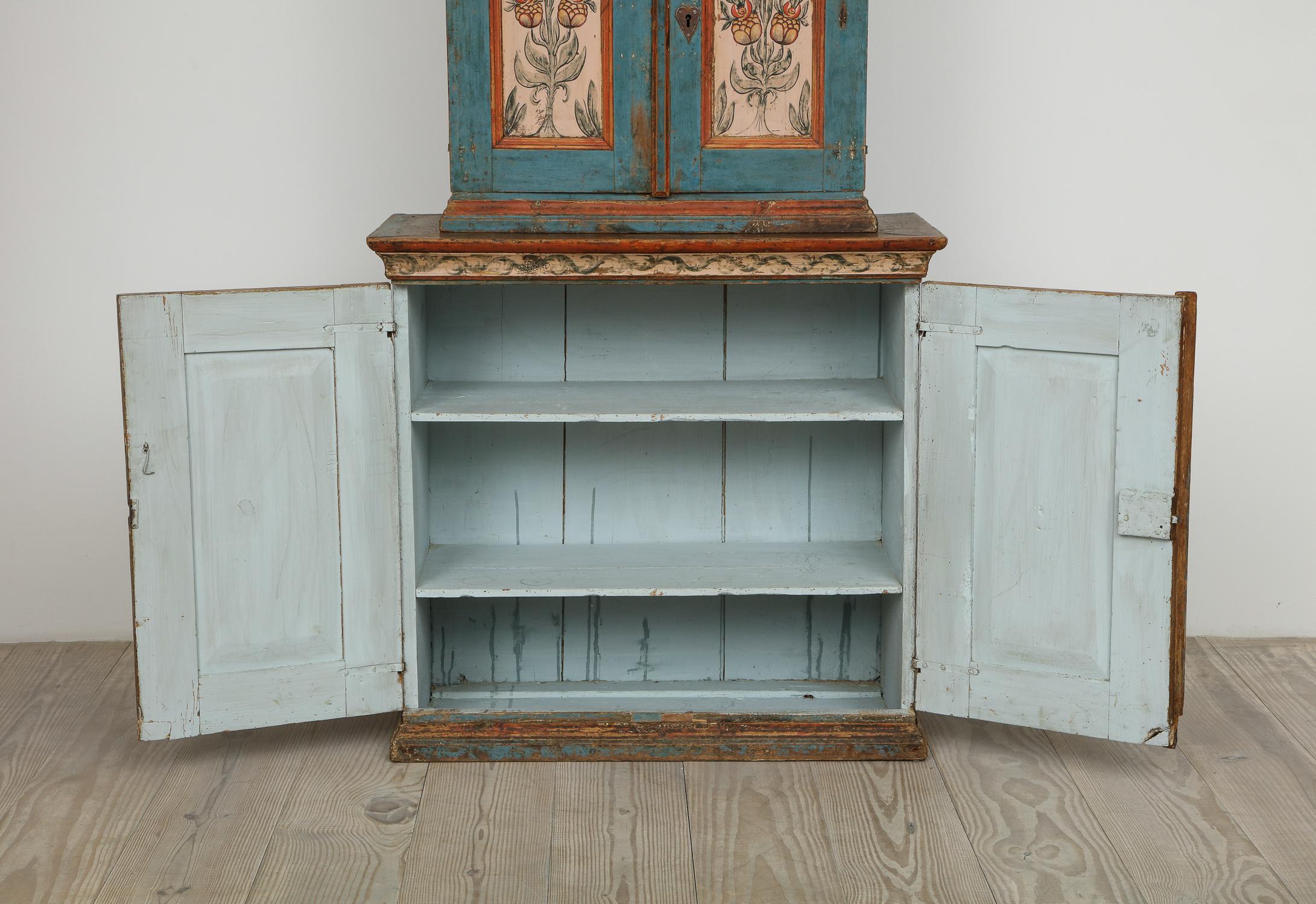 Rare Swedish 'Skånkskåp' Allmoge Cabinet, Dalarna, Sweden, Circa 1800 10