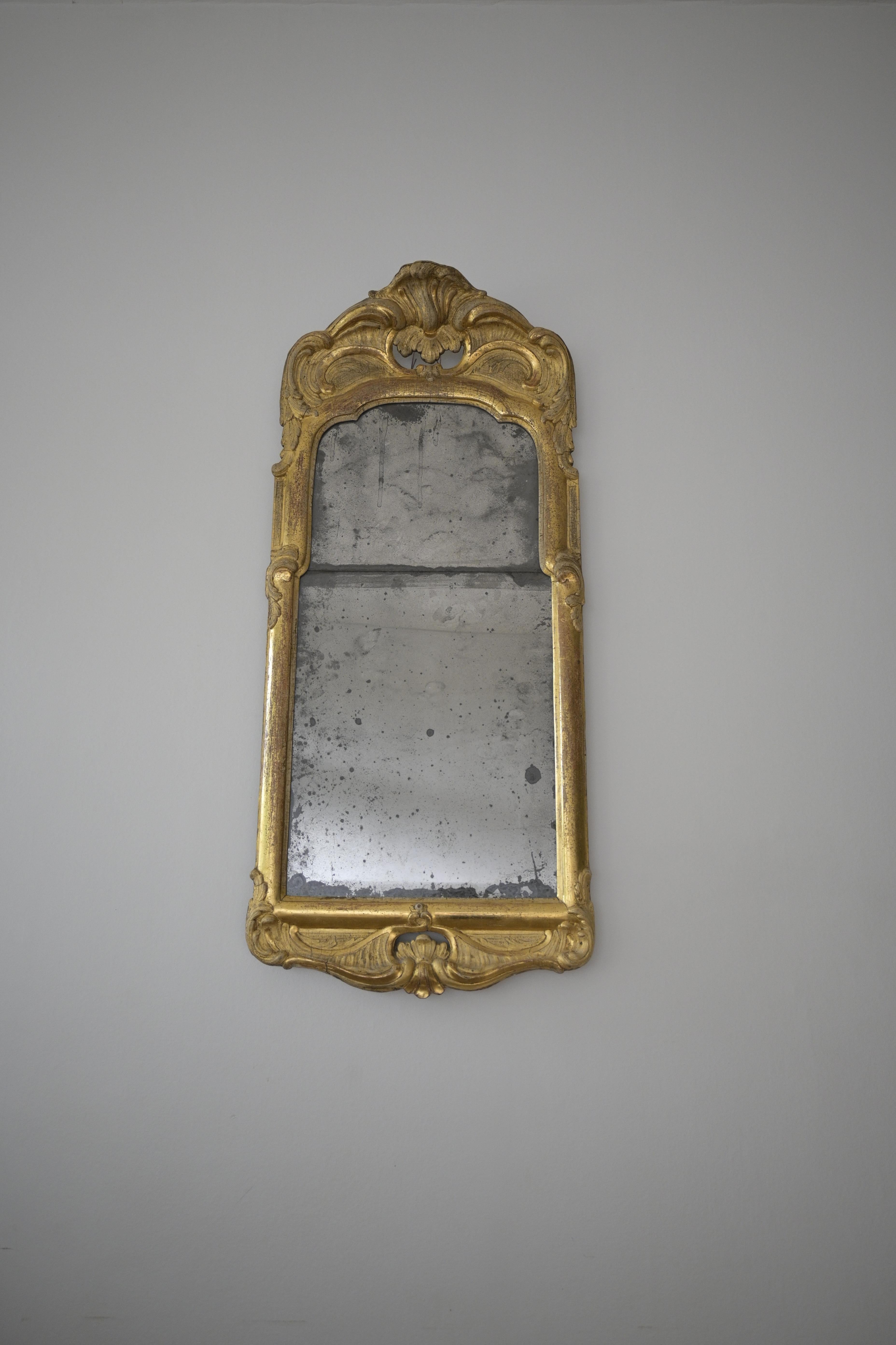 Mid-18th Century Exceptional Swedish Stockholm-produced Rococo Mirror circa 1760 For Sale