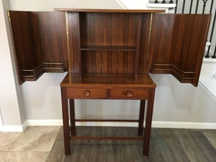 Exceptional Tage Frid Brazilian Rosewood Cabinet Having Solid Brass Galleries
