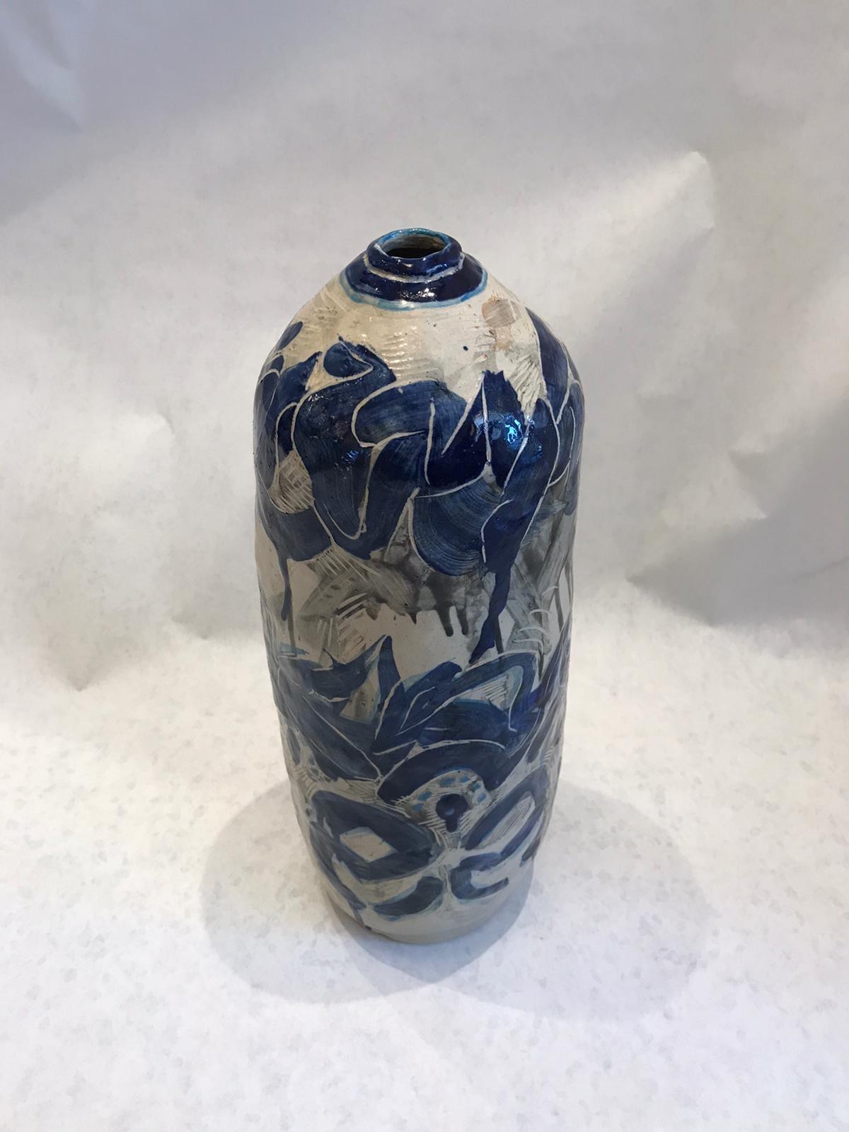 Mid-Century Modern Exceptional Tall Glazed Studio Pottery For Sale