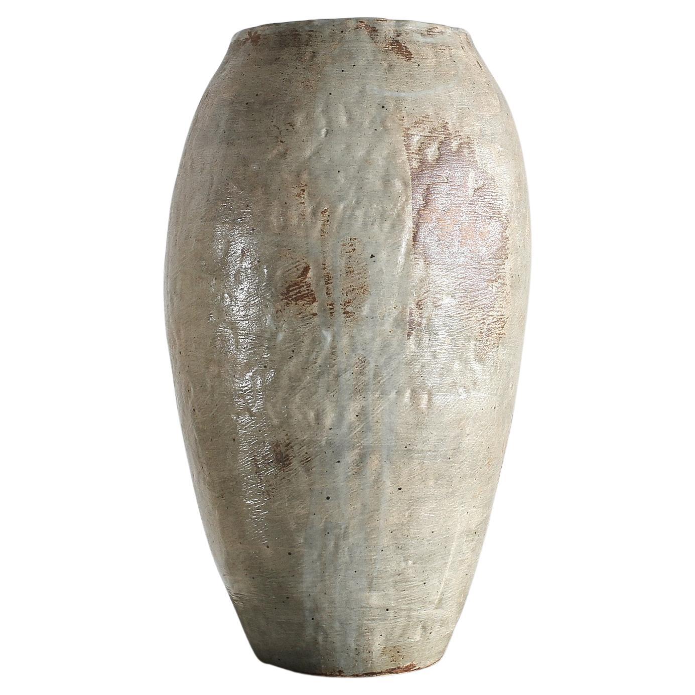 Exceptionnel grand vase/plat de studio japonais des années 50 cuit à la main en vente