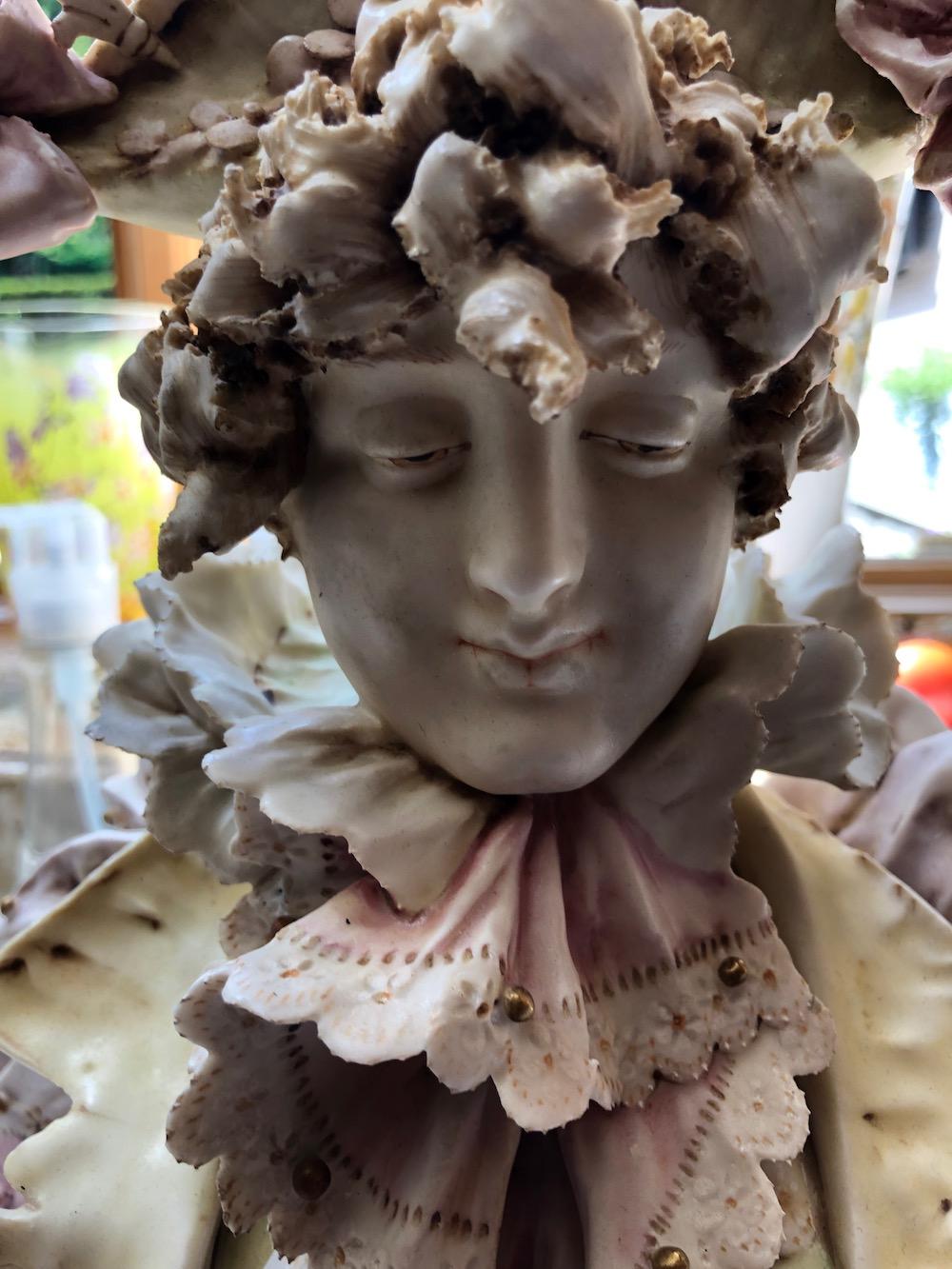 Exceptional Teplitz Porcelain Bust circa 1890 A In Excellent Condition In Washington Crossing, PA