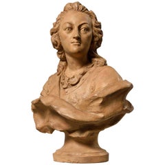 Antique Exceptional Terracotta Bust of Louis XV by Pierre Lucas, France