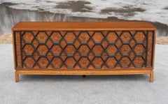 Exceptional Thomasville Walnut & Burl Honeycomb 9-Drawer Cabinet or Sideboard