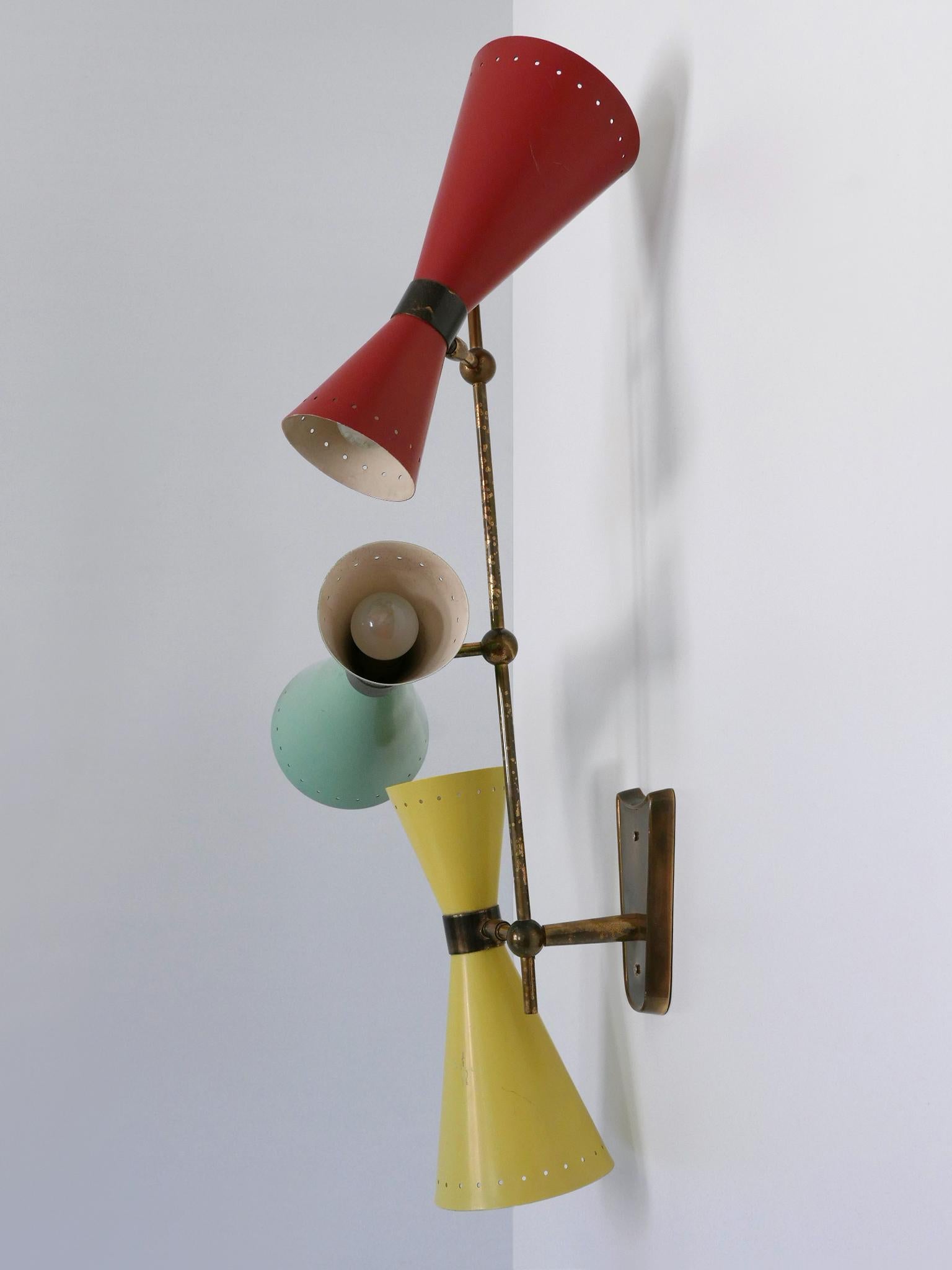 Außergewöhnliche dreiarmige Diabolo-Konsole oder Deckenleuchte von BAG Turgi 1950er Jahre im Angebot 5