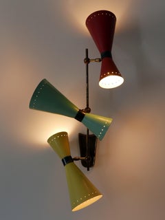 Außergewöhnliche dreiarmige Diabolo-Konsole oder Deckenleuchte von BAG Turgi 1950er Jahre