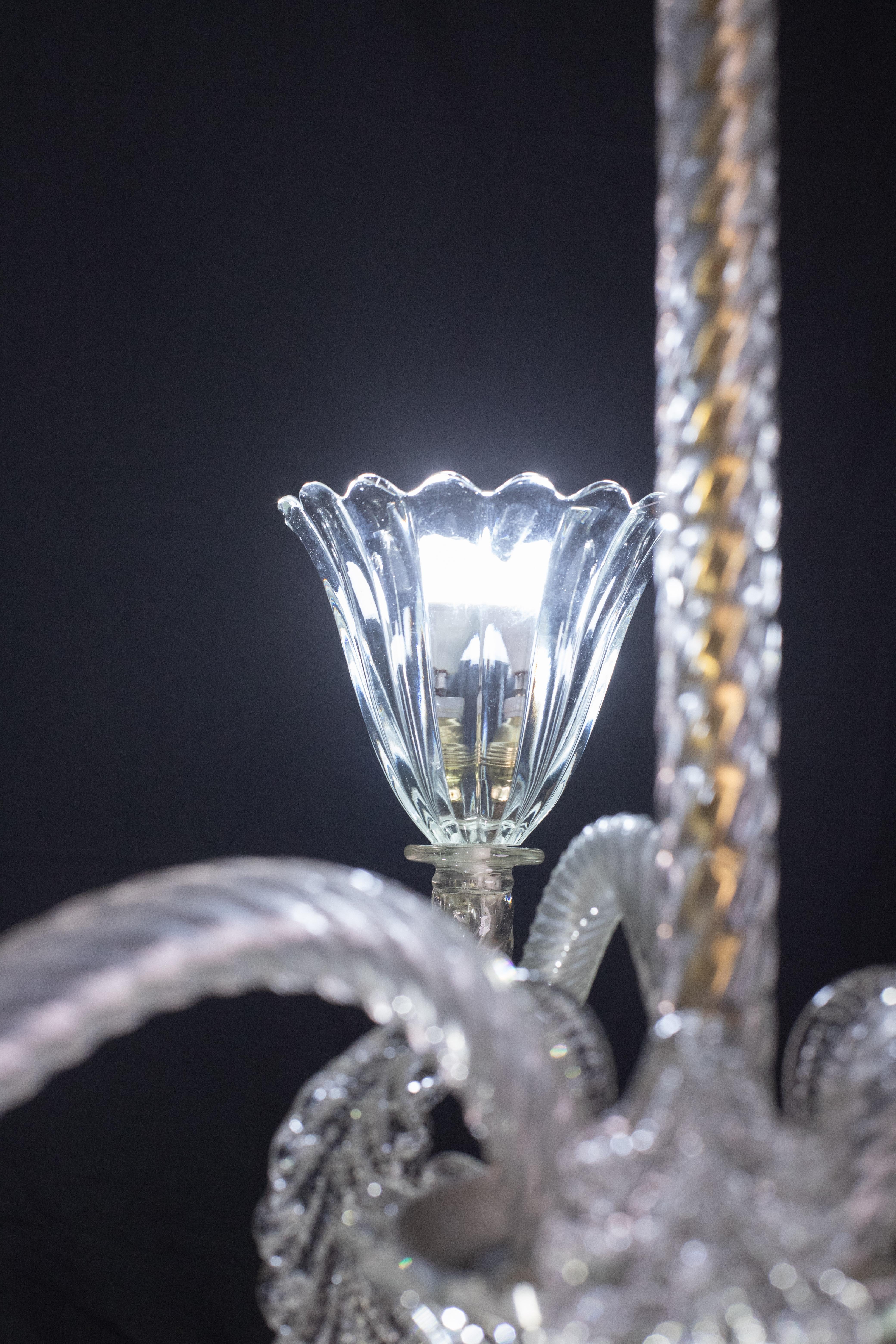 Exceptional Three Arms Chandelier by Barovier e Toso, 1950s For Sale 1