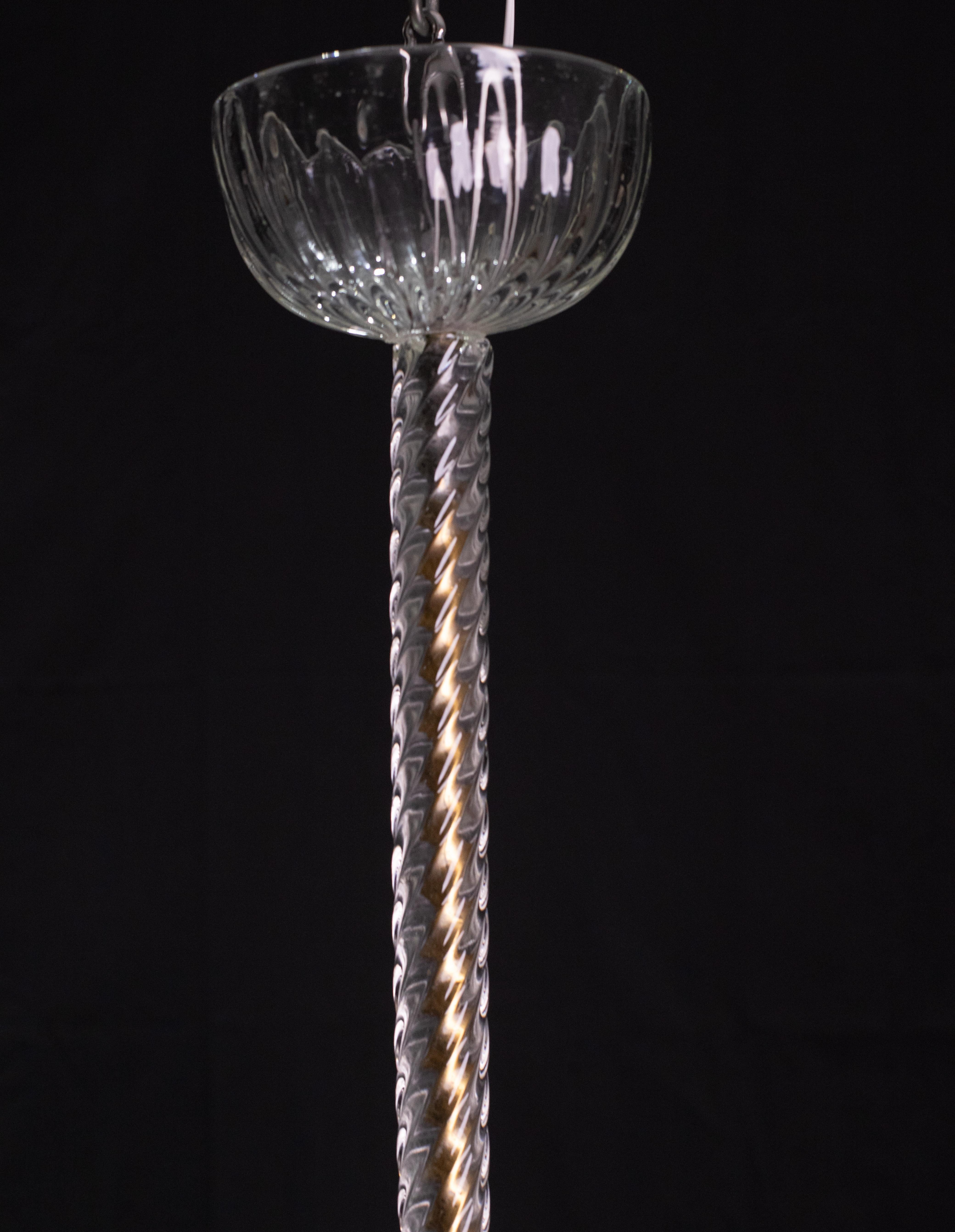 Exceptional Three Arms Chandelier by Barovier e Toso, 1950s For Sale 3