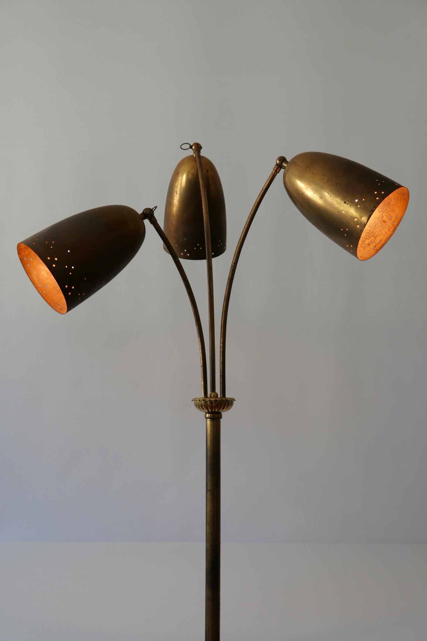 Exceptional Three-Flamed Mid-Century Modern Floor Lamp, 1950s, Germany 1