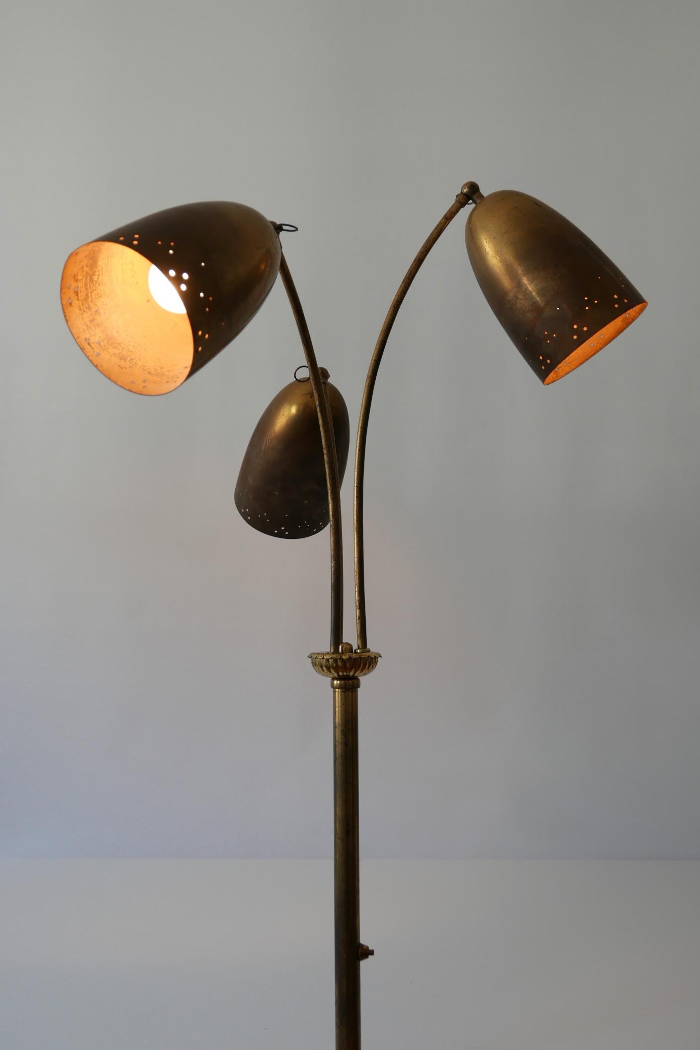 Mid-20th Century Exceptional Three-Flamed Mid-Century Modern Floor Lamp, 1950s, Germany