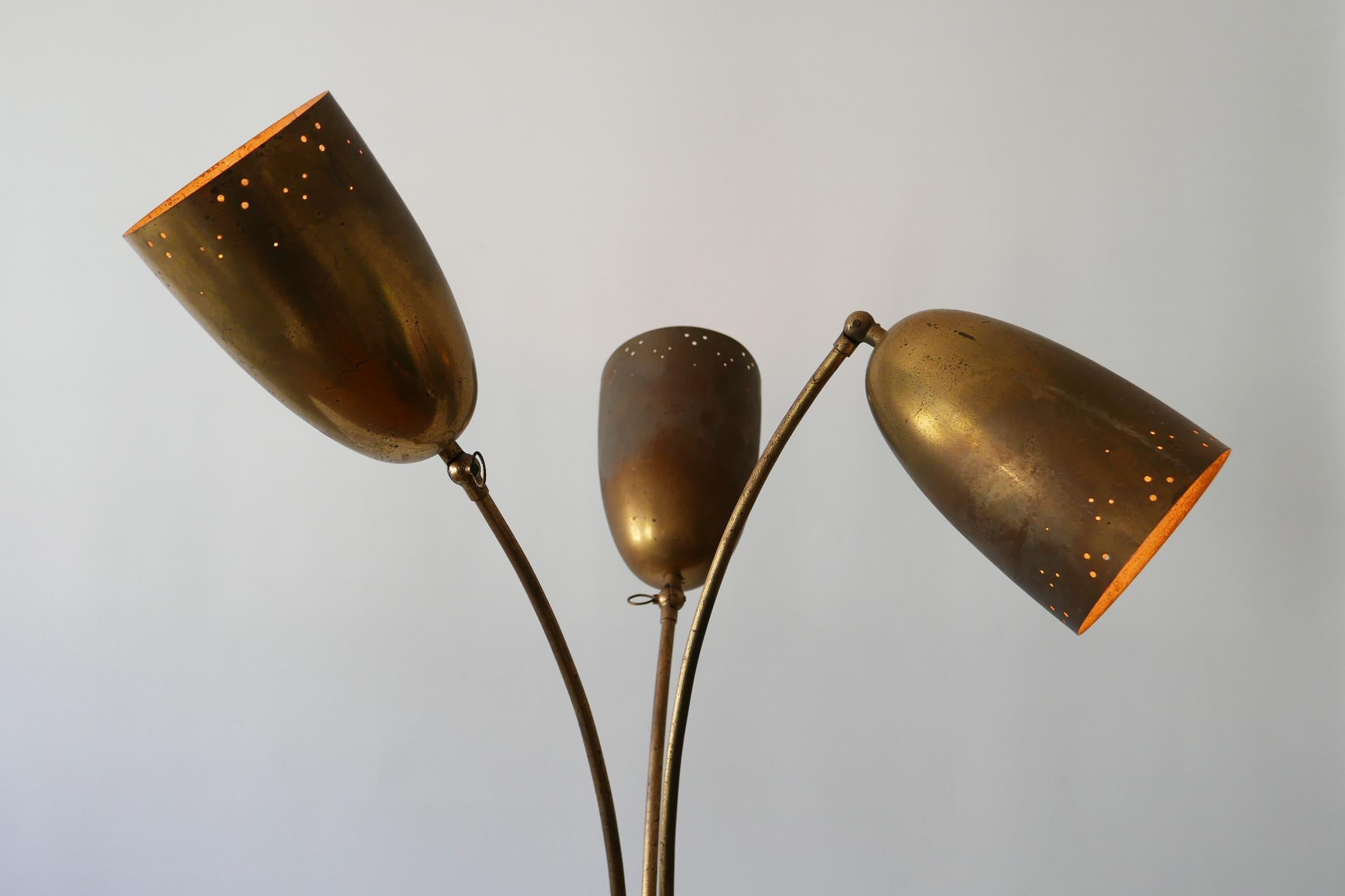 Metal Exceptional Three-Flamed Mid-Century Modern Floor Lamp, 1950s, Germany