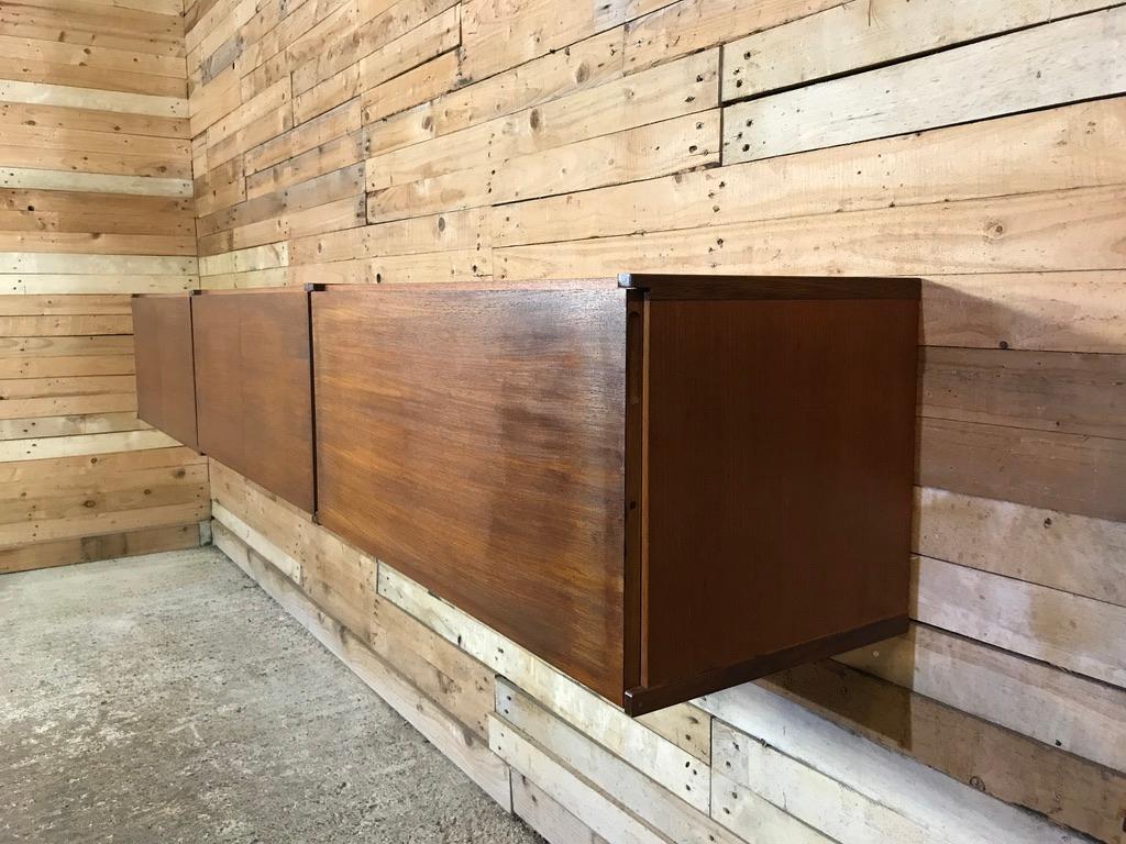 British Exceptional Totally Free-Hanging XL Darker Teak 1960 Retro Sideboard / Credenza