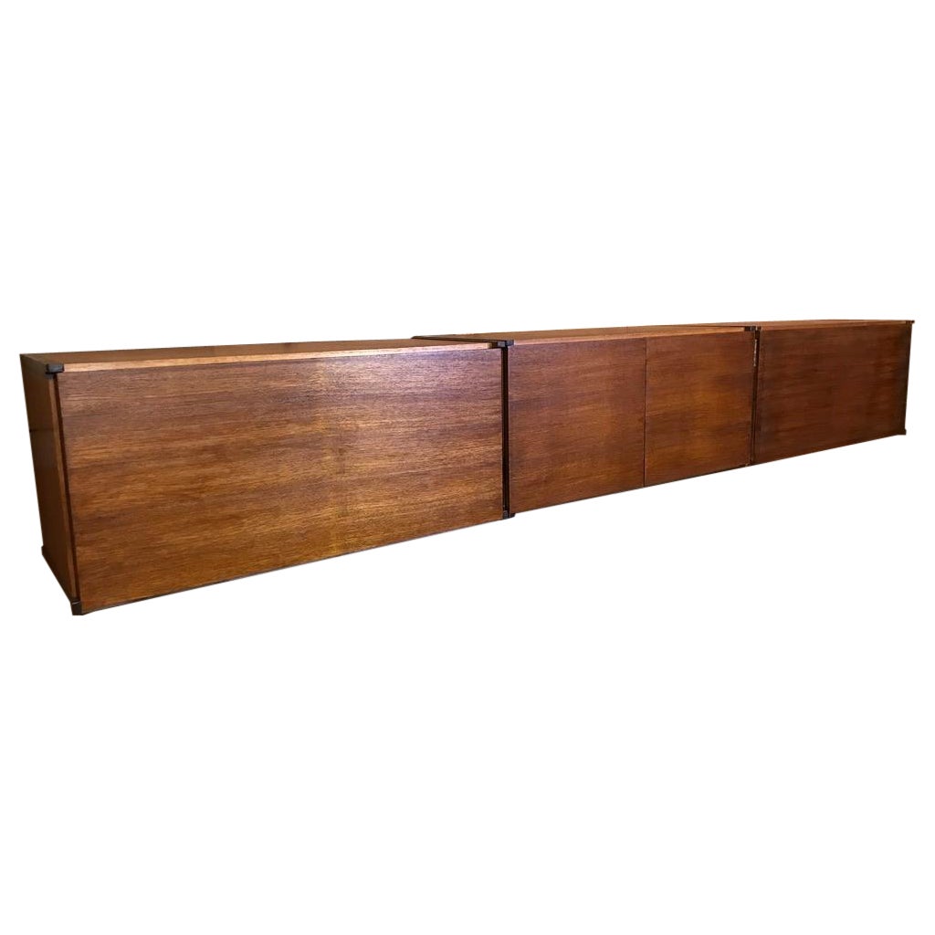 Exceptional Totally Free-Hanging XL Darker Teak 1960 Retro Sideboard / Credenza