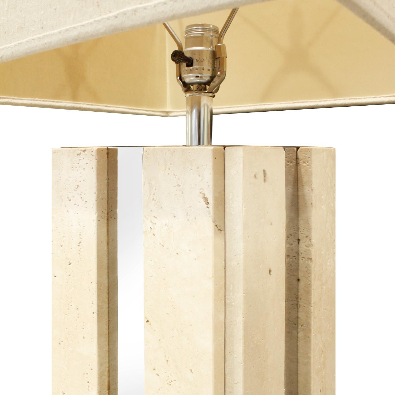 Mid-20th Century Exceptional Traventine Table Lamp with Chrome Accents, 1960s For Sale