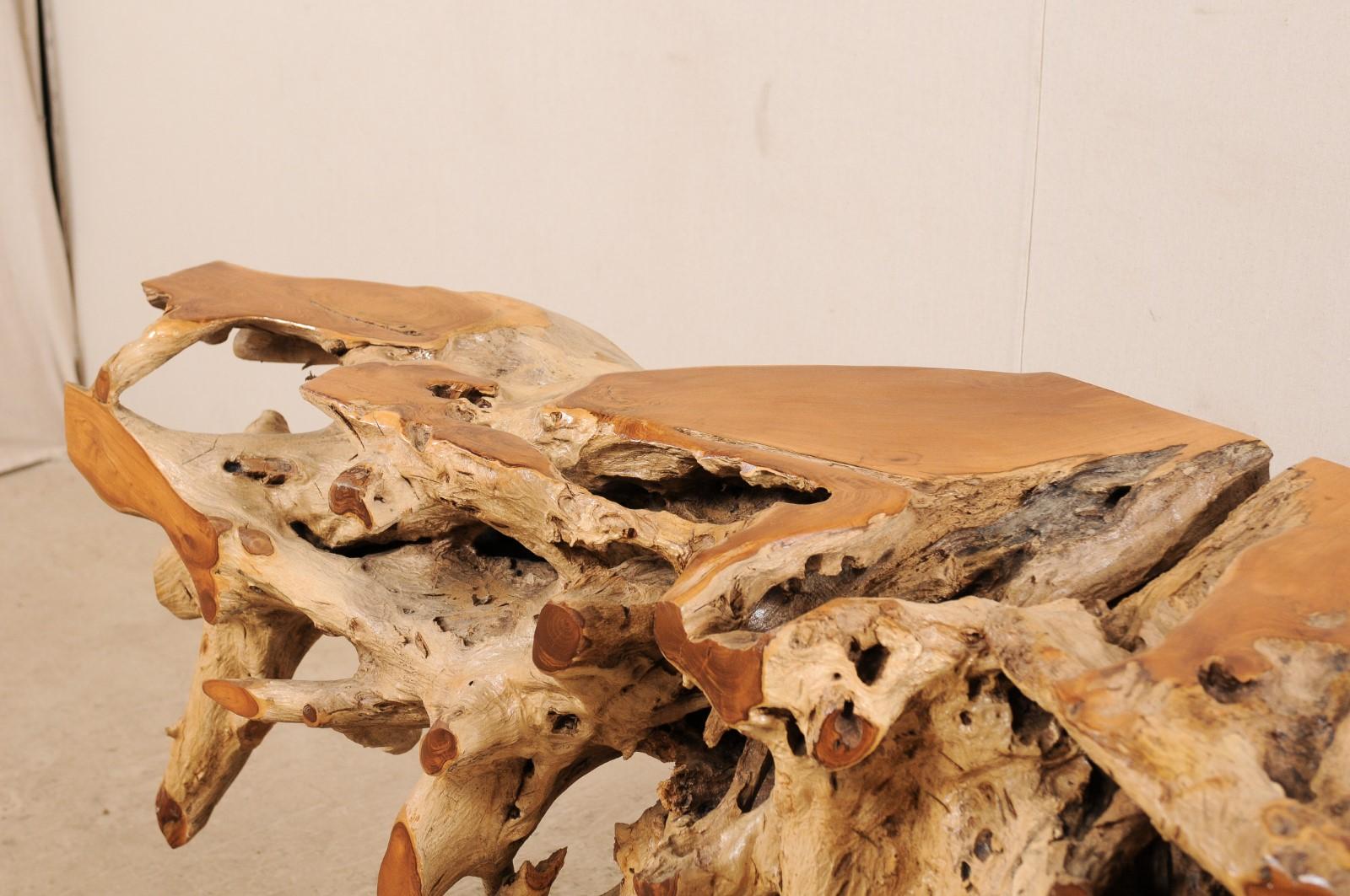 Carved An Exceptionally Beautiful Tropical Teak Hardwood Natural Root Console Table