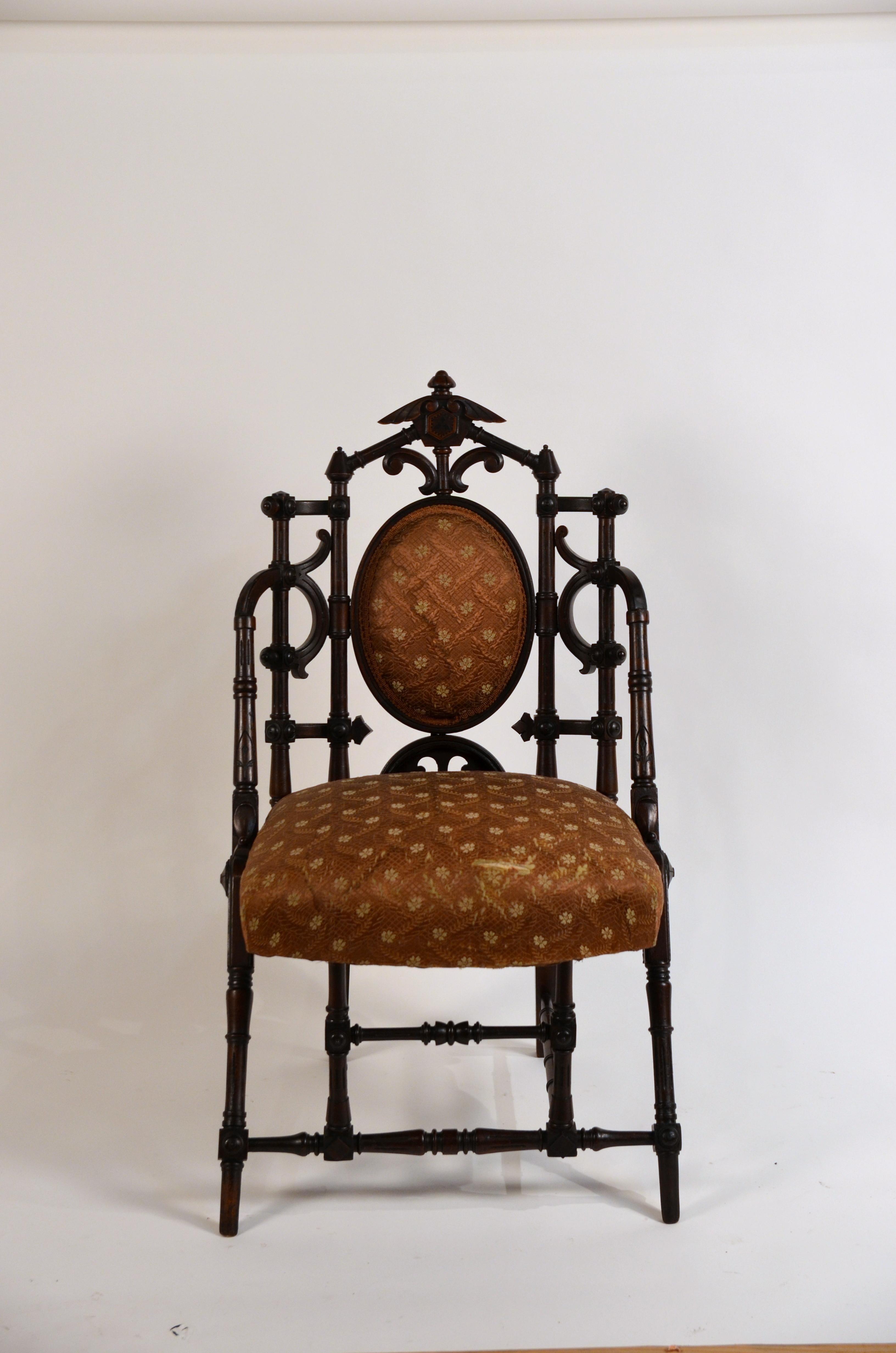 Victorian Exceptional Turned Walnut Side Chair by George Hunzinger