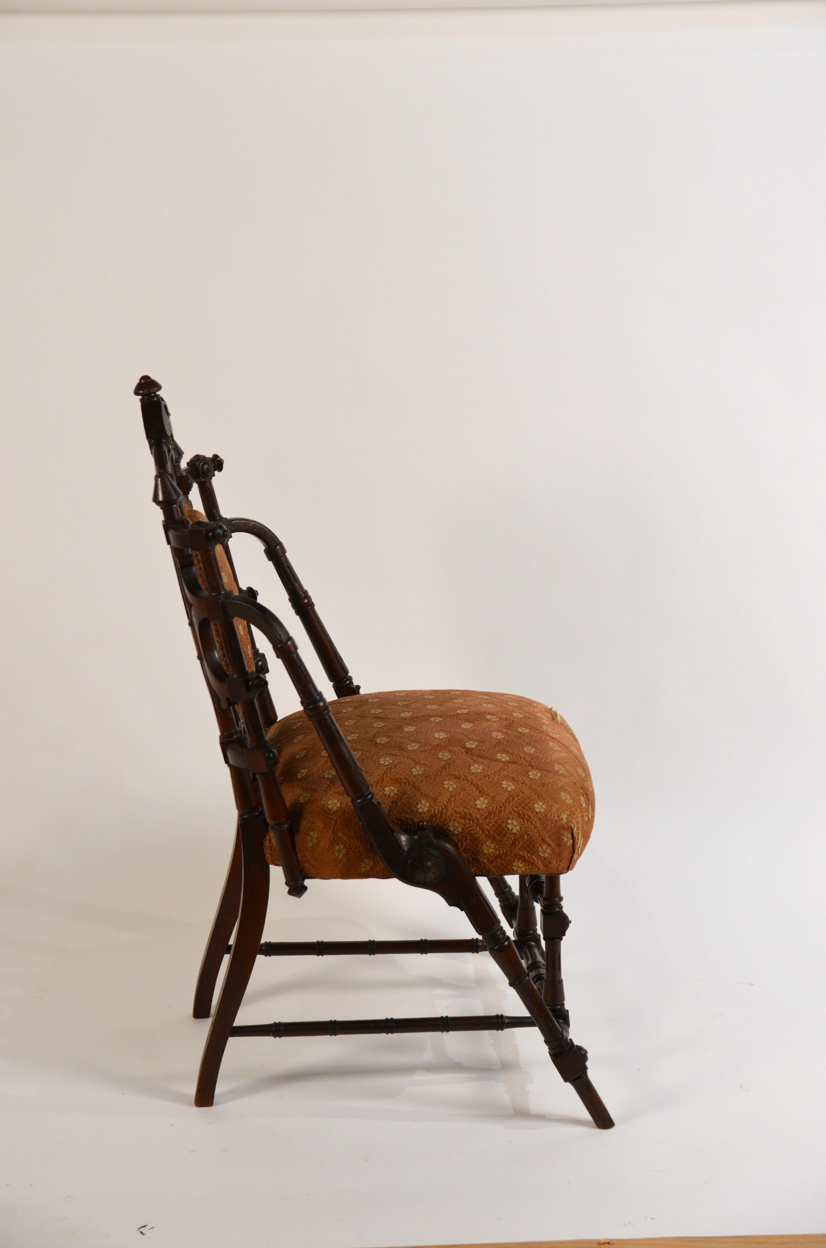 Carved Exceptional Turned Walnut Side Chair by George Hunzinger