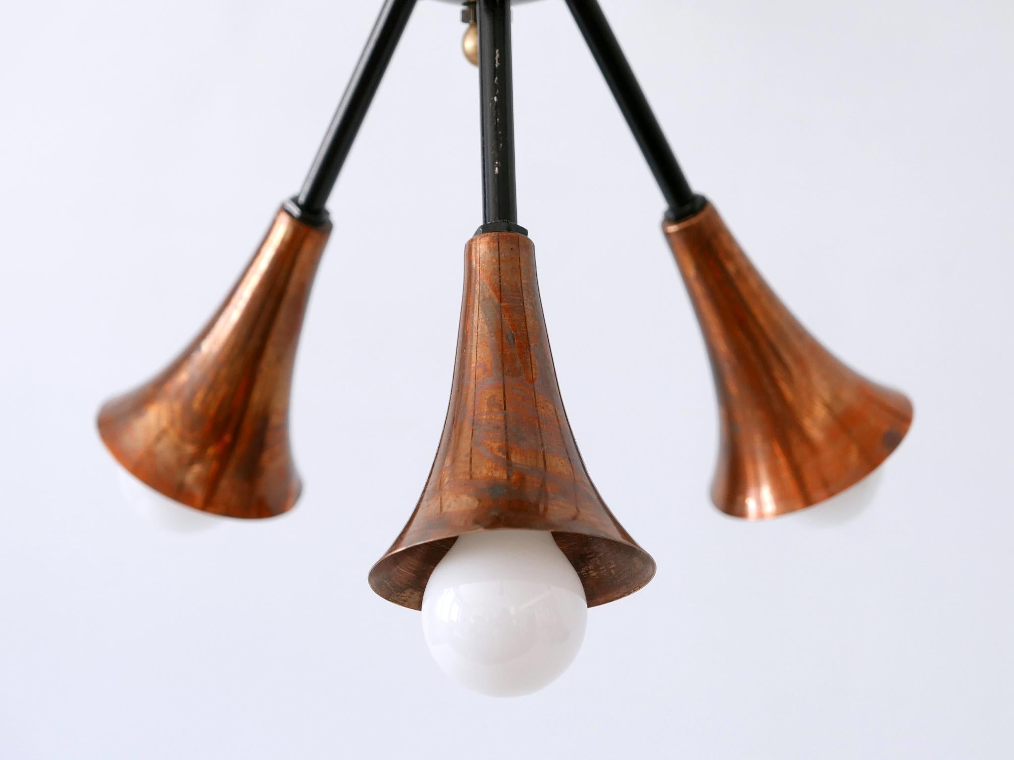 Exceptional Twelve-Flamed Sputnik Chandelier or Pendant Lamp Austria 1950s For Sale 8