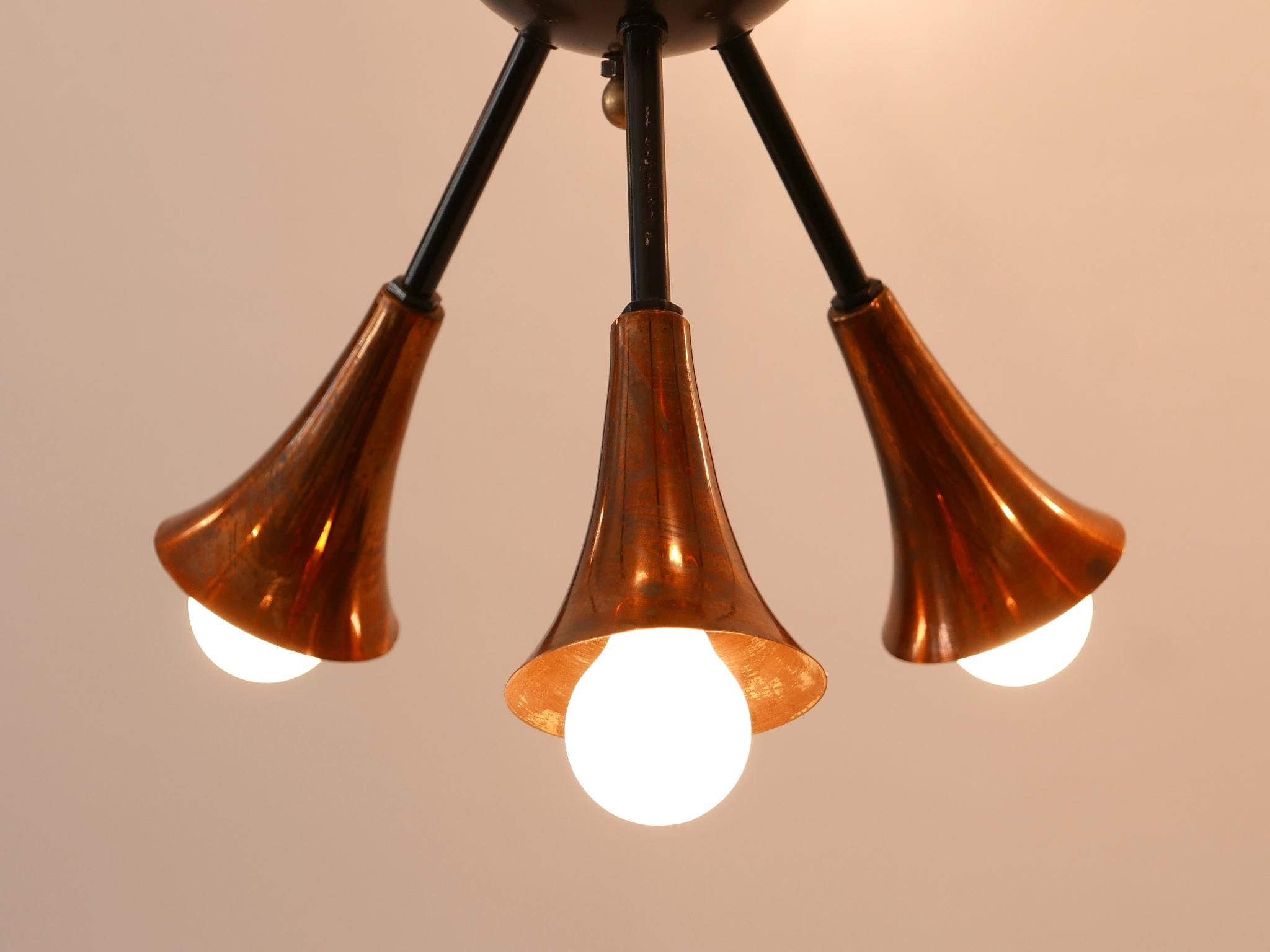 Exceptional Twelve-Flamed Sputnik Chandelier or Pendant Lamp Austria 1950s For Sale 9