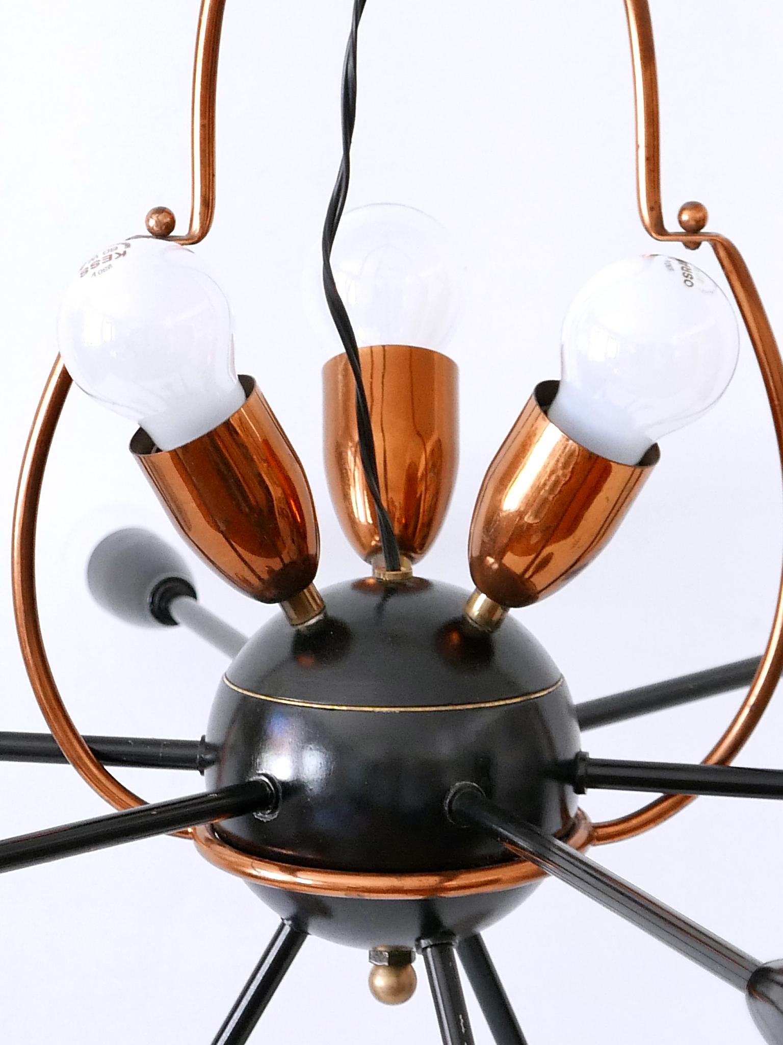 Exceptional Twelve-Flamed Sputnik Chandelier or Pendant Lamp Austria 1950s For Sale 10
