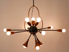 Exceptional Twelve-Flamed Sputnik Chandelier or Pendant Lamp Austria 1950s