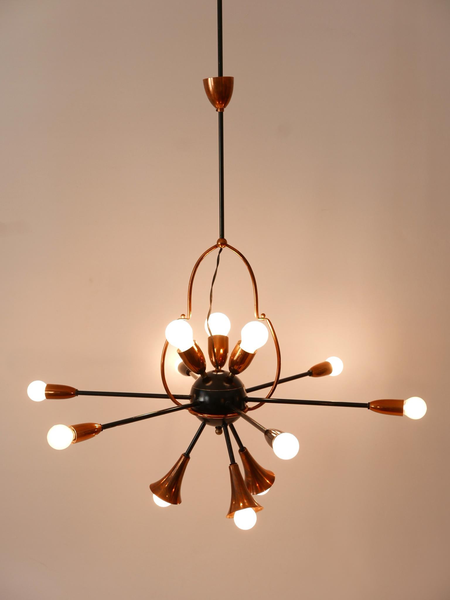 Exceptional Twelve-Flamed Sputnik Chandelier or Pendant Lamp Austria 1950s In Good Condition For Sale In Munich, DE