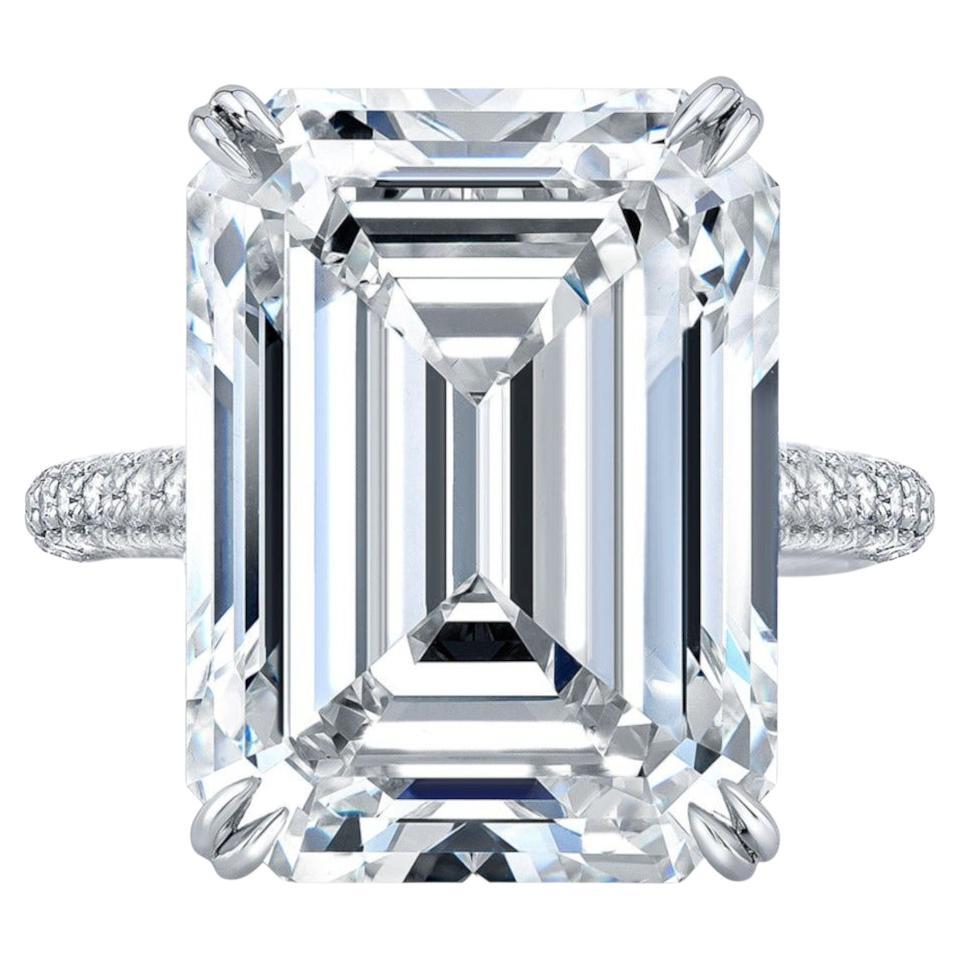 Type 2A Golconda GIA Certified 10.33 Carat Emerald Cut Diamond Solitaire Ring For Sale at