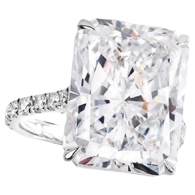 GIA Certified 10 Carat Long Radiant Cut Diamond Pave Ring
