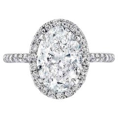 EXCEPCIONAL TIPO 2A Golconda anillo halo de diamantes ovalados de 2 quilates