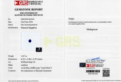 Exceptional Untreated 1.07 carats Royal Blue Sapphire, Swiss Certified