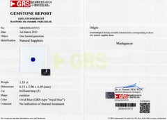 Excepcional Zafiro Azul Real sin tratar de 1,53 quilates (Certificado Suizo)