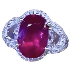 Exceptional Untreated Ruby of Ct 2, 97 and Diamonds on Ring