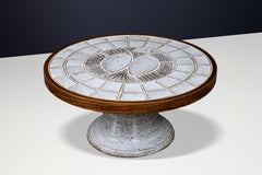 Exceptional Vallauris Ceramic Coffee Table with Sculptural Pedestal Base, 1960s