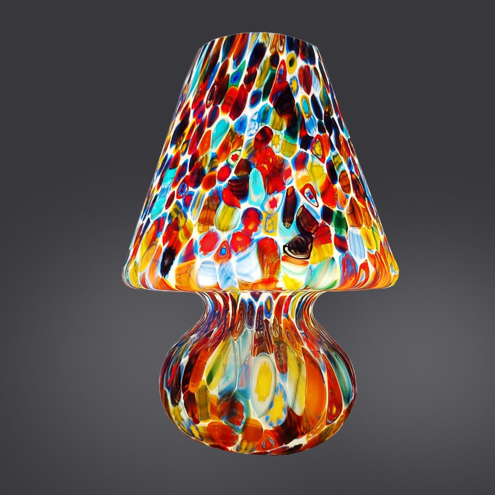 Exceptional Venetian Blown Murano Glass Table Lamp, Murrina Decoration For Sale 4