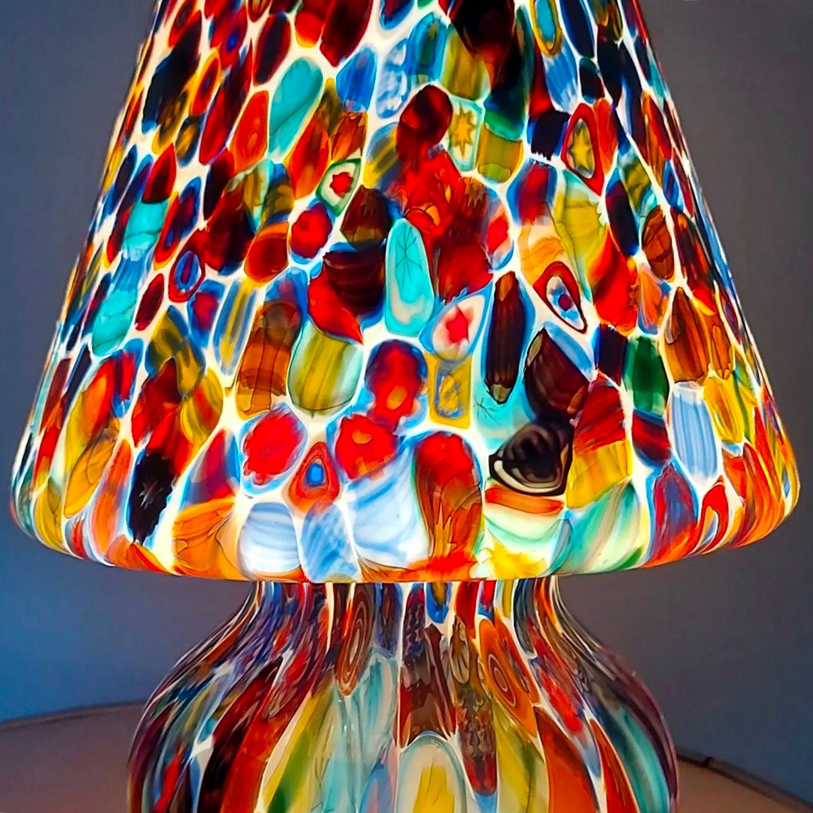 Exceptional Venetian Blown Murano Glass Table Lamp, Murrina Decoration For Sale 5