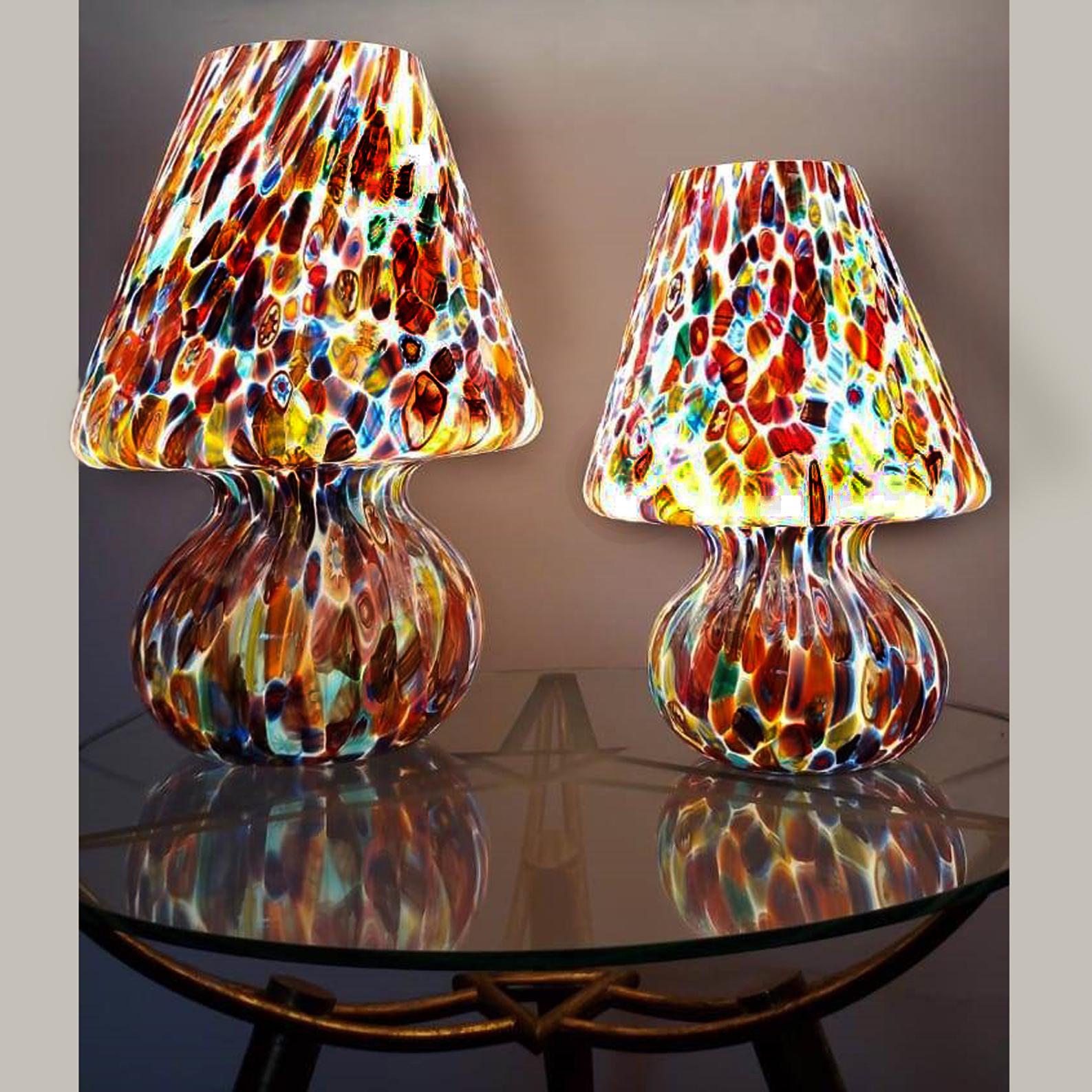 Exceptional Venetian Blown Murano Glass Table Lamp, Murrina Decoration For Sale 13