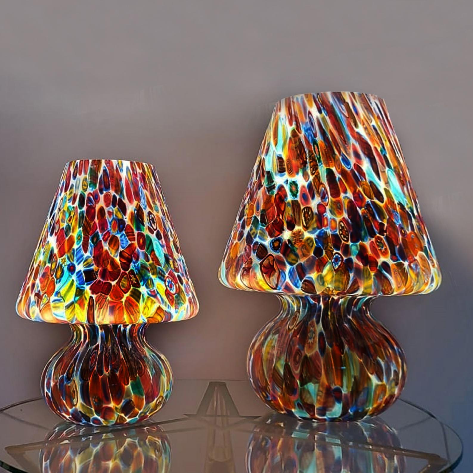 Exceptional Venetian Blown Murano Glass Table Lamp, Murrina Decoration For Sale 14