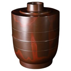 Eccezionale vaso in bronzo vermiglio di Hasuda Shūgorō, un maestro del Ja del XX secolo
